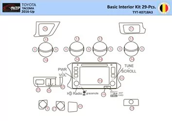 Toyota Tacoma 2016-2021 Interior WHZ Dashboard trim kit 29 Parts Toyota Tacoma 2016-2021 Interior WHZ Dashboard trim kit 29 Parts