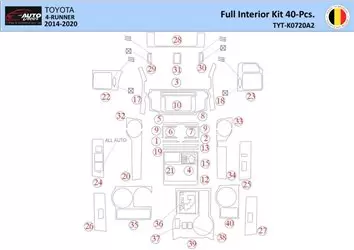 Toyota 4Runner 2014 Interior WHZ Dashboard trim kit 40 Parts