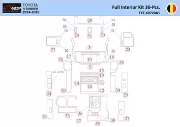 Toyota 4Runner 2014 Interior WHZ Dashboard trim kit 30 Parts