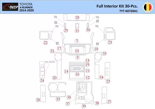 Toyota 4Runner 2014 Inleg dashboard Interieurset aansluitend en pasgemaakt 30 Delen