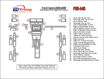 FORD Ford Fusion 2006-2009 With Analogue Clock, Automatic A/C Controls Interior BD Dash Trim Kit €59.99