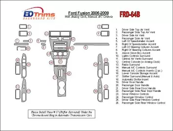 FORD Ford Fusion 2006-2009 With Analogue Clock, Manual Gearbox A/C Controls Interior BD Dash Trim Kit €59.99