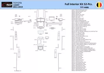 Toyota Camry 2011-2019 Decor de carlinga su interior del coche 52 Partes