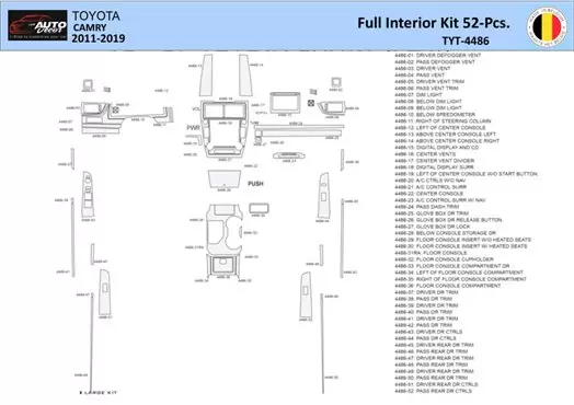 Toyota Camry 2011-2019 Interior WHZ Dashboard trim kit 52 Parts Toyota Camry 2011-2019 Interior WHZ Dashboard trim kit 52 Parts