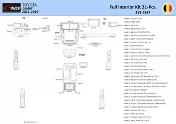 Toyota Camry 2011-2019 Inleg dashboard Interieurset aansluitend en pasgemaakt 31 Delen