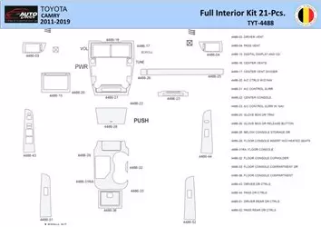 Toyota Camry 2011-2019 Inleg dashboard Interieurset aansluitend en pasgemaakt 21 Delen