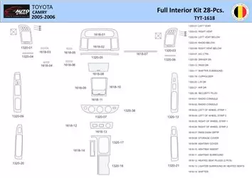 Toyota Camry 2005-2006 Inleg dashboard Interieurset aansluitend en pasgemaakt 28 Delen