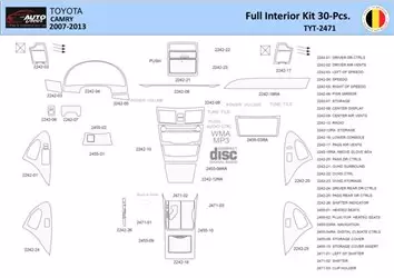 Toyota Camry 2006-2013 Inleg dashboard Interieurset aansluitend en pasgemaakt 30 Delen