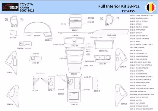 Toyota Camry 2006-2013 Interior WHZ Dashboard trim kit 33 Parts