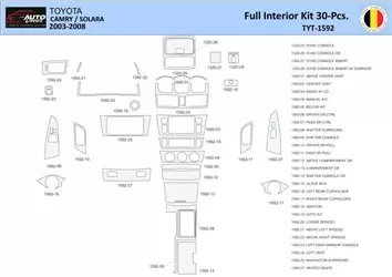 Toyota Camry-Solara 2003-2008 Inleg dashboard Interieurset aansluitend en pasgemaakt 30 Delen