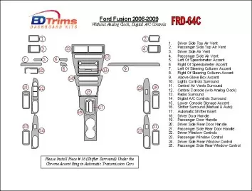 Ford Fusion 2006-2009 With Automatic Clock, Automatic A/C Controls Decor de carlinga su interior