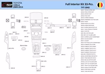 Toyota Corolla 2009 Interior WHZ Dashboard trim kit 33 Parts