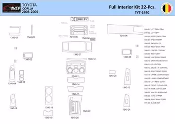 Toyota Corolla 2003 Interior WHZ Dashboard trim kit 22 Parts