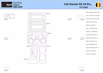Toyota Corolla 2005 Interior WHZ Dashboard trim kit 14 Parts
