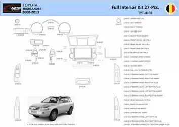 Toyota Highlander 2008-2013 Decor de carlinga su interior del coche 27 Partes
