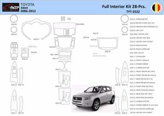 Toyota Rav4 2006 Kit la décoration du tableau de bord 28 Pièce - 1 - habillage decor de tableau de bord