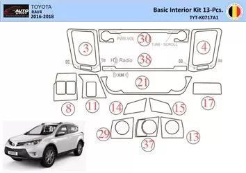 Toyota RAV4 2015 Kit la décoration du tableau de bord 13 Pièce - 1 - habillage decor de tableau de bord