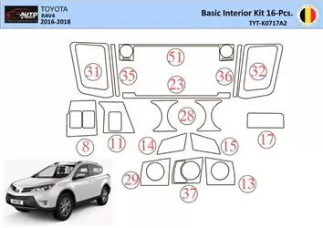 Toyota RAV4 2015 Mittelkonsole Armaturendekor WHZ Cockpit Dekor 16 Teilige - 1- Cockpit Dekor Innenraum