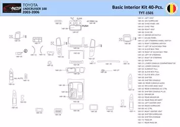 Toyota LandCruiser 2002-2006 Inleg dashboard Interieurset aansluitend en pasgemaakt 40 Delen