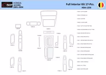 Honda Accord 2001-2004 Interior WHZ Dashboard trim kit 17 Parts