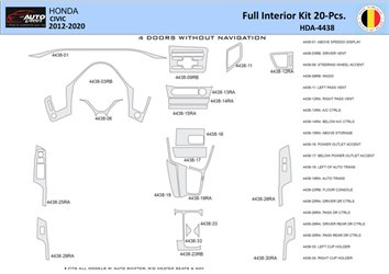 Honda Civic X 2012-2015 Inleg dashboard Interieurset aansluitend en pasgemaakt 20 Delen Honda Civic X 2012-2015 Inleg dashboard Interieurset aansluitend en pasgemaakt 20 Delen