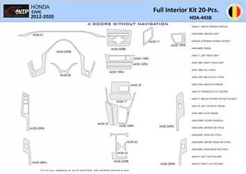 Honda Civic X 2012-2015 Inleg dashboard Interieurset aansluitend en pasgemaakt 20 Delen
