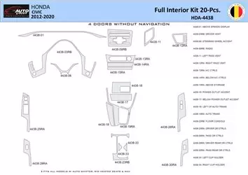 Honda Civic X 2012-2015 Interior WHZ Dashboard trim kit 20 Parts