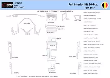 Honda Civic X 2012-2015 Interieur WHZ Dashboardafwerkingsset 21 onderdelen
