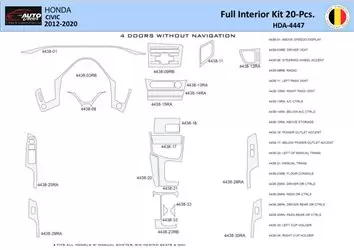 Honda Civic X 2012-2015 Interior WHZ Dashboard trim kit 21 Parts