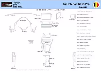 Honda Civic X 2012-2015 Interieur WHZ Dashboardafwerkingsset 20 onderdelen