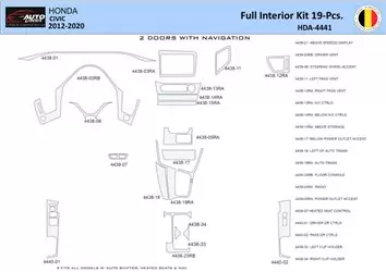 Honda Civic X 2012-2015 Interior WHZ Dashboard trim kit 20 Parts