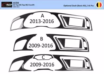 Audi A4 B8 Typ 8K 2009-2015 3D Interior Dashboard Trim Kit Dash Trim Dekor 3-6-Parts