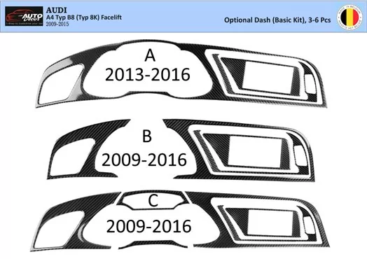 Audi A4 B8 Typ 8K 2009-2015 3D Interior Dashboard Trim Kit Dash Trim Dekor 3-6-Parts