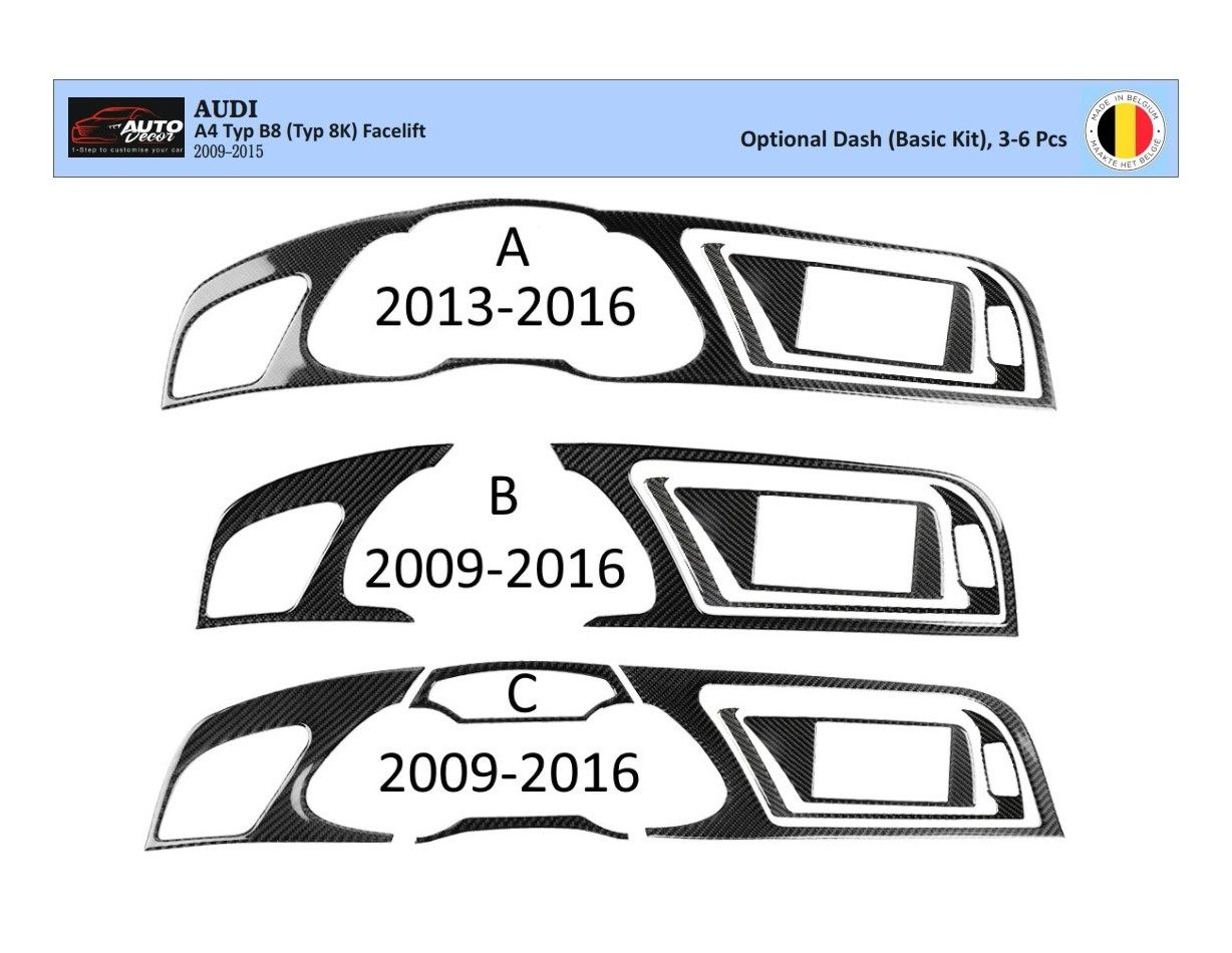 Audi A4 B8 Typ 8K 2009-2015 3D Inleg dashboard Interieurset aansluitend en pasgemaakt op he 3-6-Parts