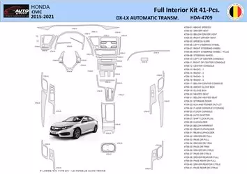 Honda Civic XI 2015-2021 Kit la décoration du tableau de bord 41 Pièce - 1 - habillage decor de tableau de bord