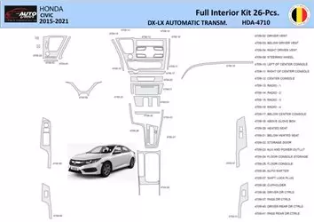 Honda Civic XI 2015-2021 Interior WHZ Dashboard trim kit 26 Parts