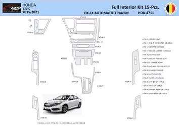 Honda Civic XI 2015-2021 Decor de carlinga su interior del coche 15 Partes