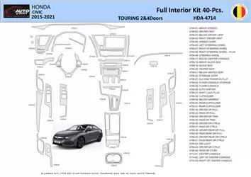 Honda Civic XI 2015-2021 Interior WHZ Dashboard trim kit 40 Parts