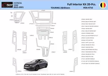 Honda Civic XI 2015-2021 Interior WHZ Dashboard trim kit 20 Parts