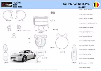 Nissan 370Z-2009 Inleg dashboard Interieurset aansluitend en pasgemaakt 14 Delen