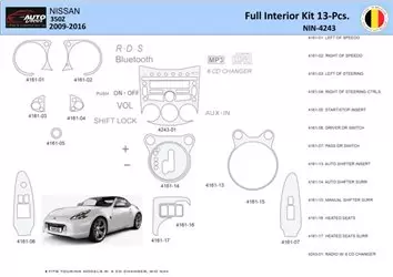 Nissan 370Z-2009 Inleg dashboard Interieurset aansluitend en pasgemaakt 13 Delen