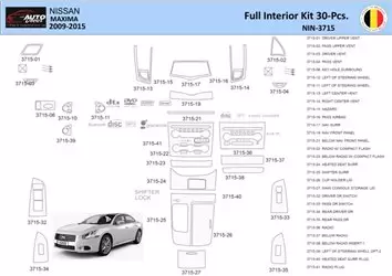Nissan Maxima 2009-2015 Decor de carlinga su interior del coche 30 Partes
