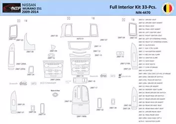 Nissan Murano 2011 Inleg dashboard Interieurset aansluitend en pasgemaakt 33 Delen