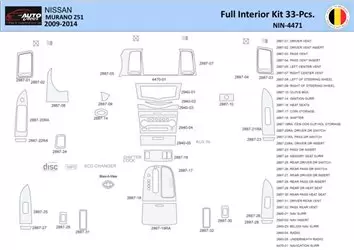 Nissan Murano 2011 Inleg dashboard Interieurset aansluitend en pasgemaakt 33 Delen