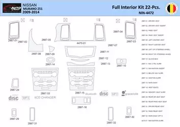 Nissan Murano 2011 Inleg dashboard Interieurset aansluitend en pasgemaakt 22 Delen
