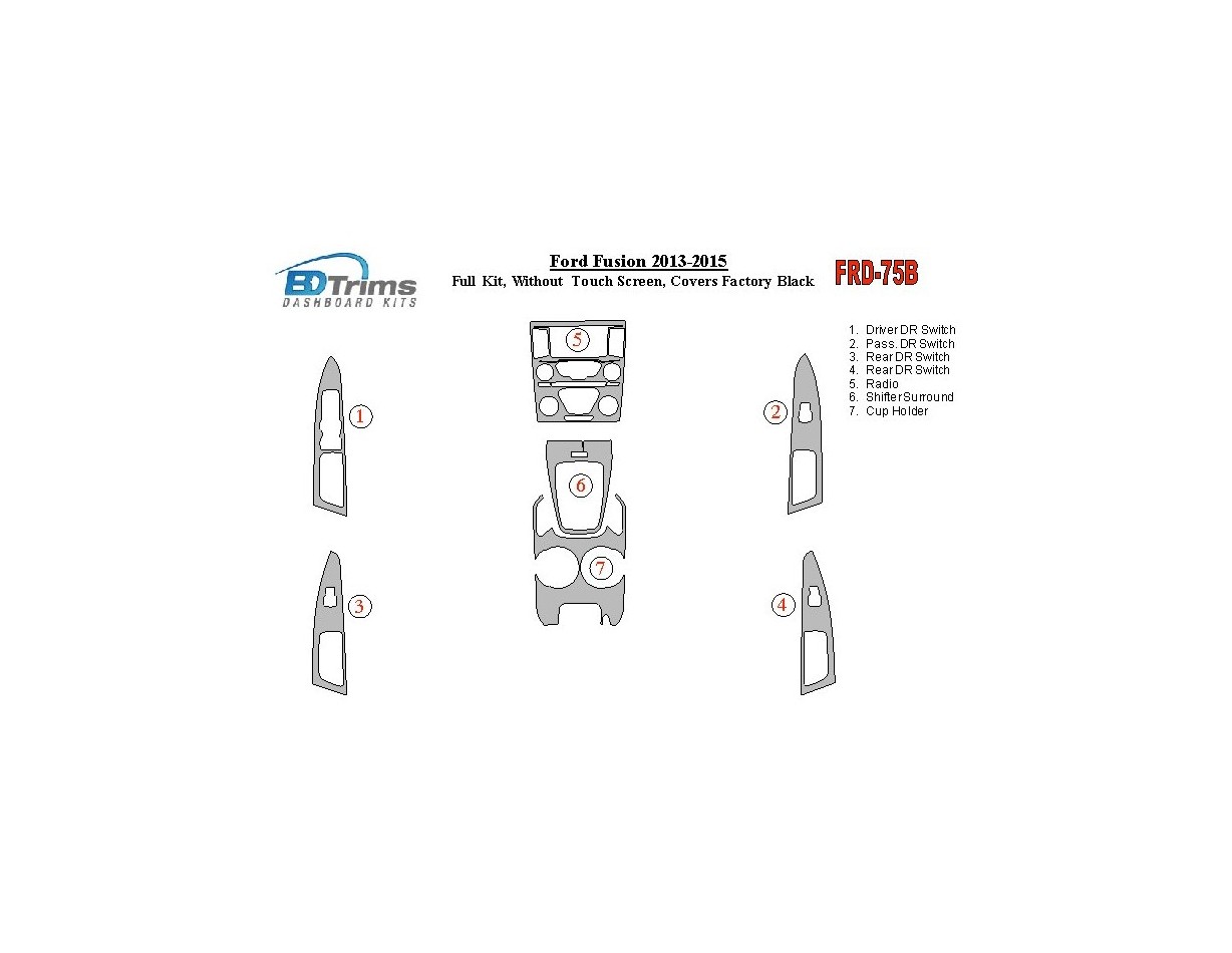 Ford Fusion 2013-UP Full Set, Without Touch screen, Over OEM Main Interior Kit Decor de carlinga su interior