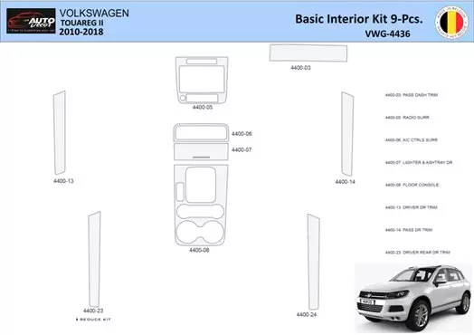Volkswagen Touareg II 2010-2018 Inleg dashboard Interieurset aansluitend en pasgemaakt 9 Delen