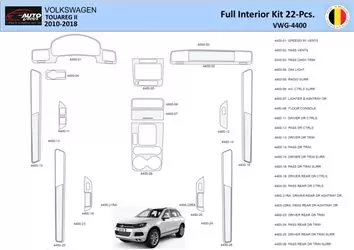 Volkswagen Touareg II 2010-2018 Decor de carlinga su interior del coche 22 Partes