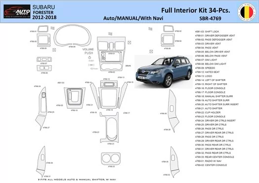 Subaru Forester 2012-2018 Interior WHZ Dashboard trim kit 34 Parts Subaru Forester 2012-2018 Interior WHZ Dashboard trim kit 34 Parts