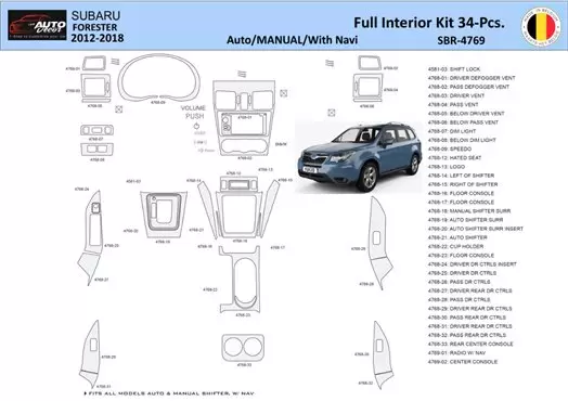 Subaru Forester 2012-2018 Kit rivestimento cruscotto interno WHZ 34 pezzi